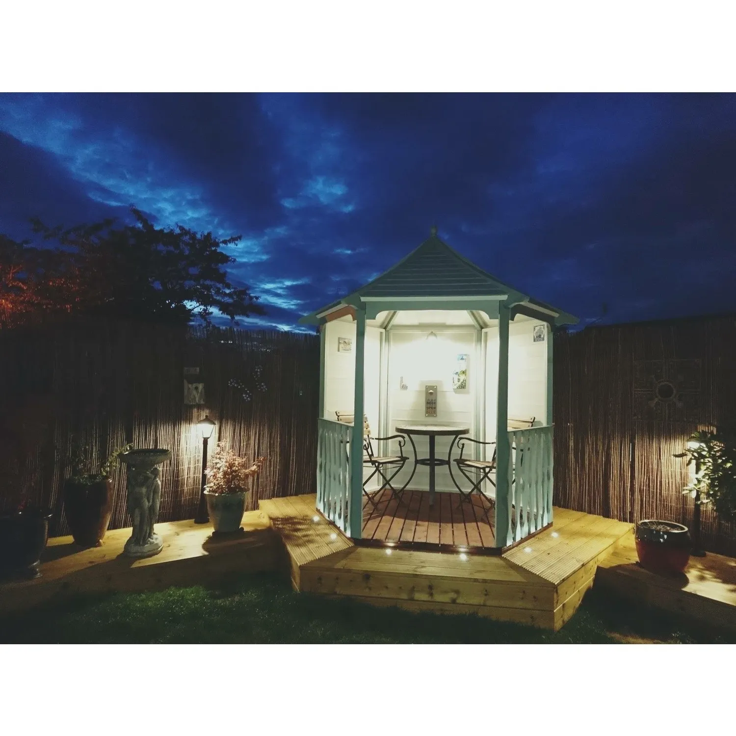 Hexagonal Garden Arbour - Brown, Pine