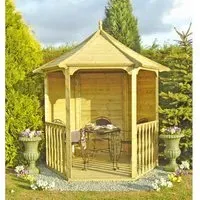 Hexagonal Garden Arbour - Brown, Pine