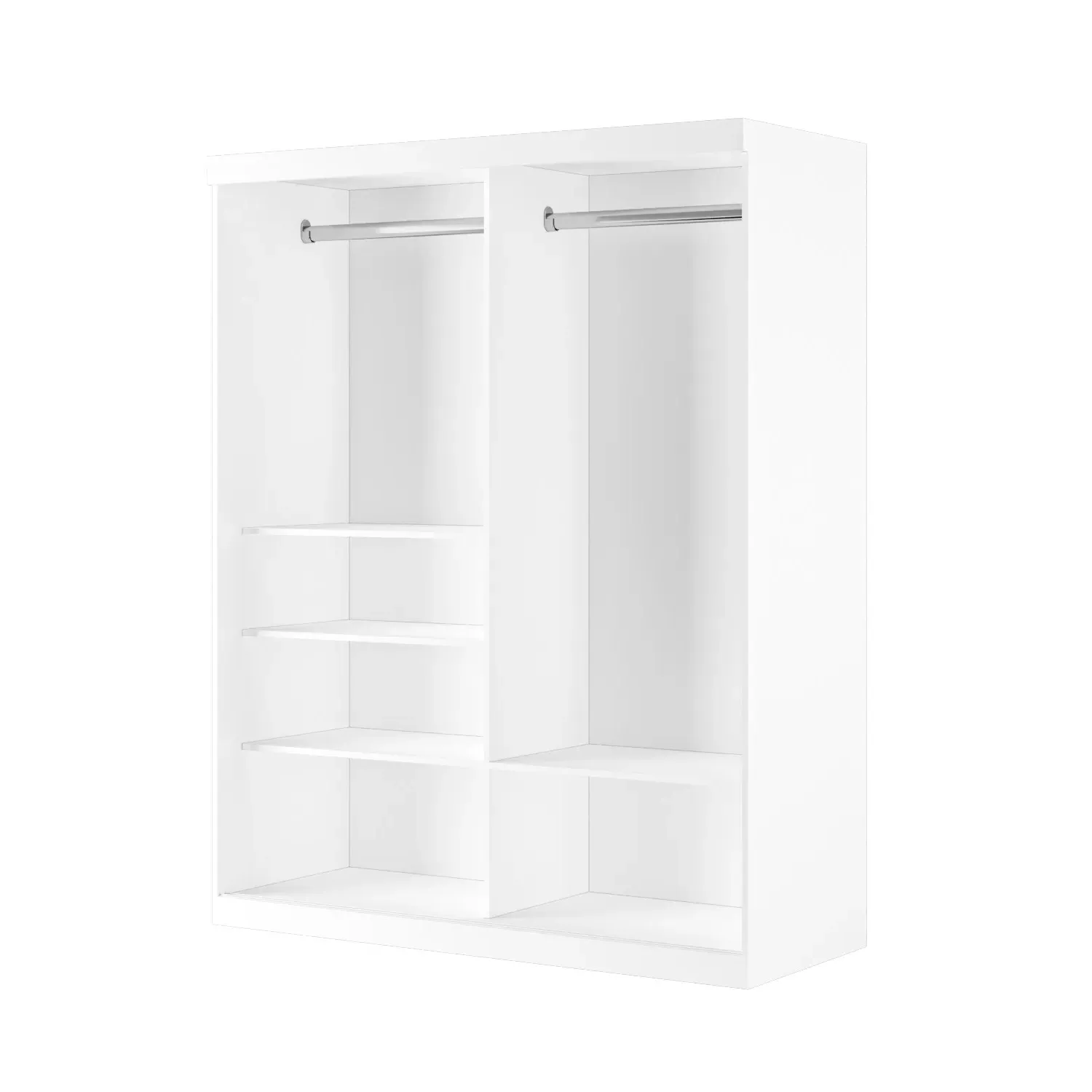 Double Wardrobe with Mirrored Sliding Doors - White