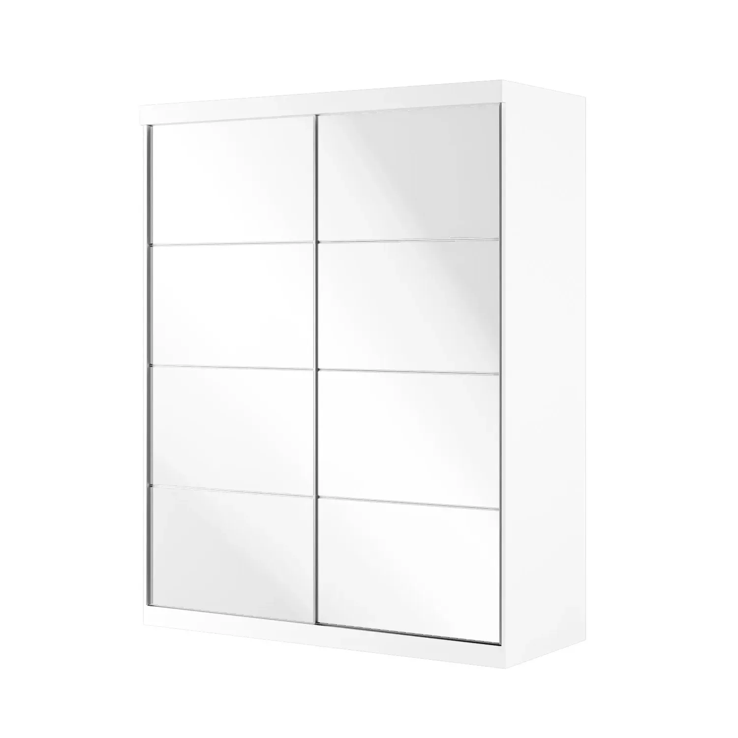 Double Wardrobe with Mirrored Sliding Doors - White