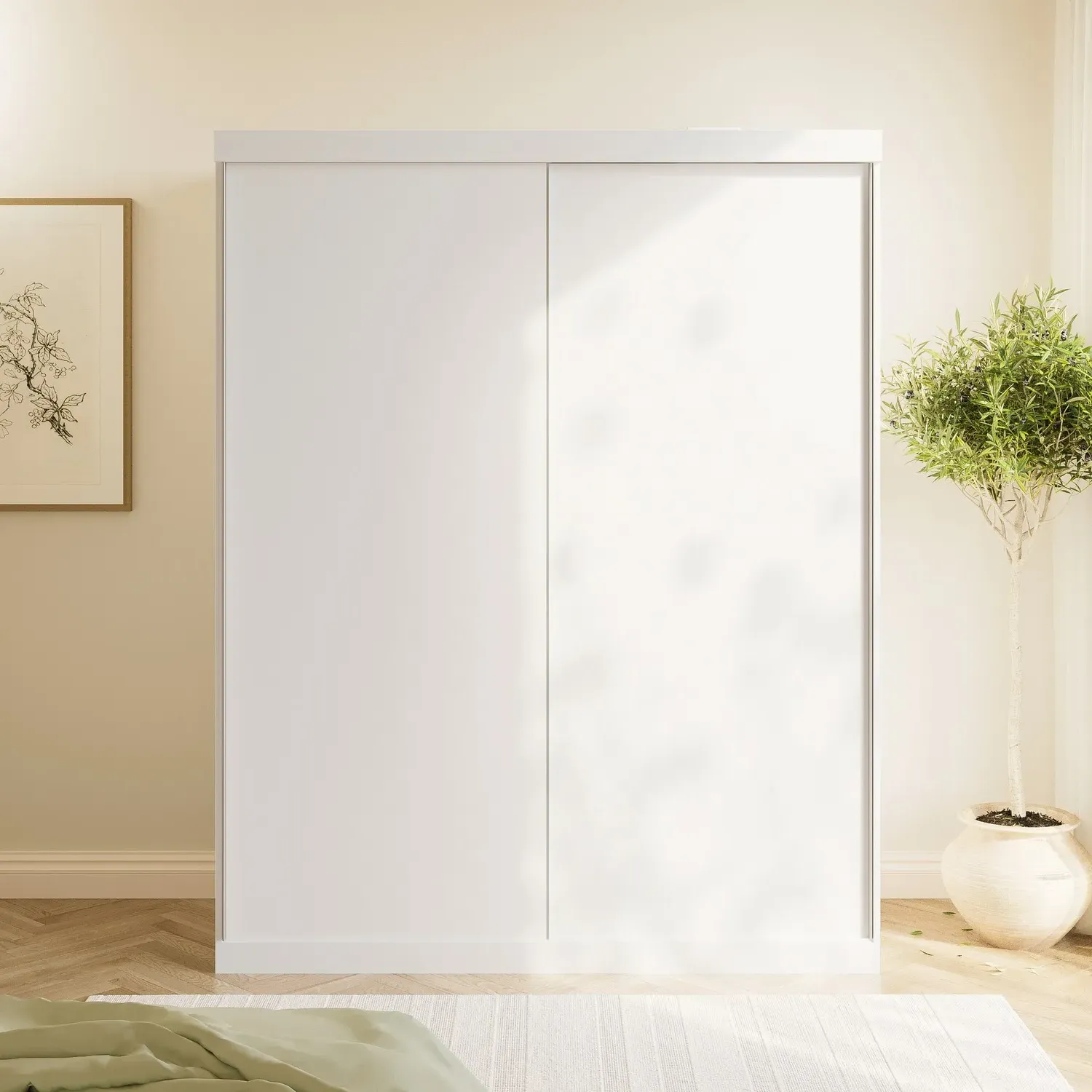 Double Wardrobe with Sliding Doors - White, Wood image