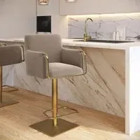Adjustable Swivel Bar Stool - Mink, Velvet