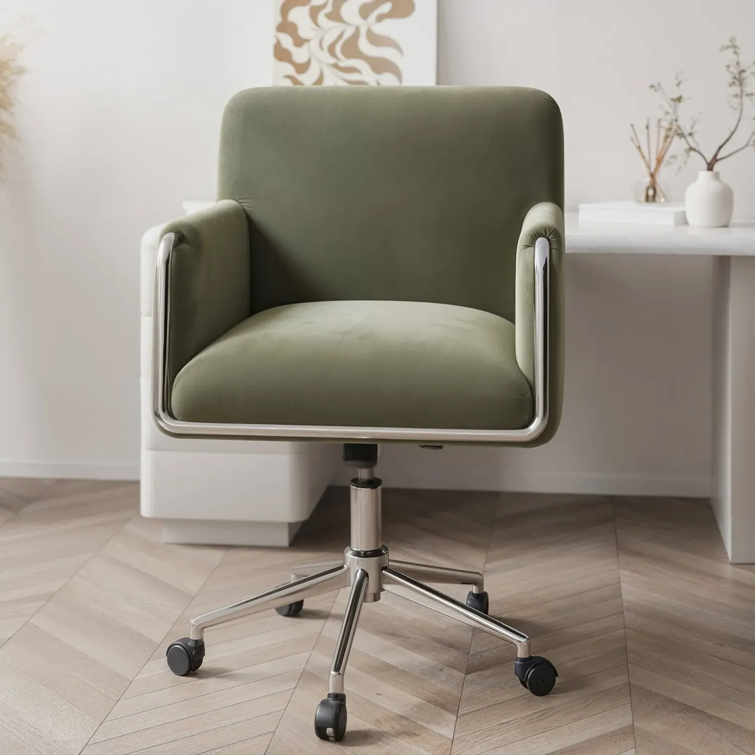 Office Chair with Adjustable Height - Sage, Velvet