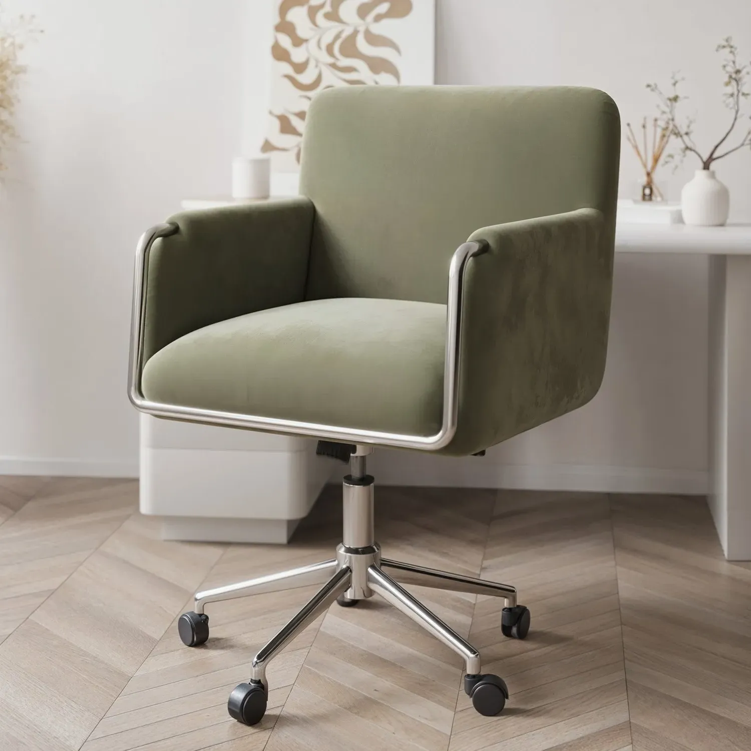 Office Chair with Adjustable Height - Sage, Velvet image
