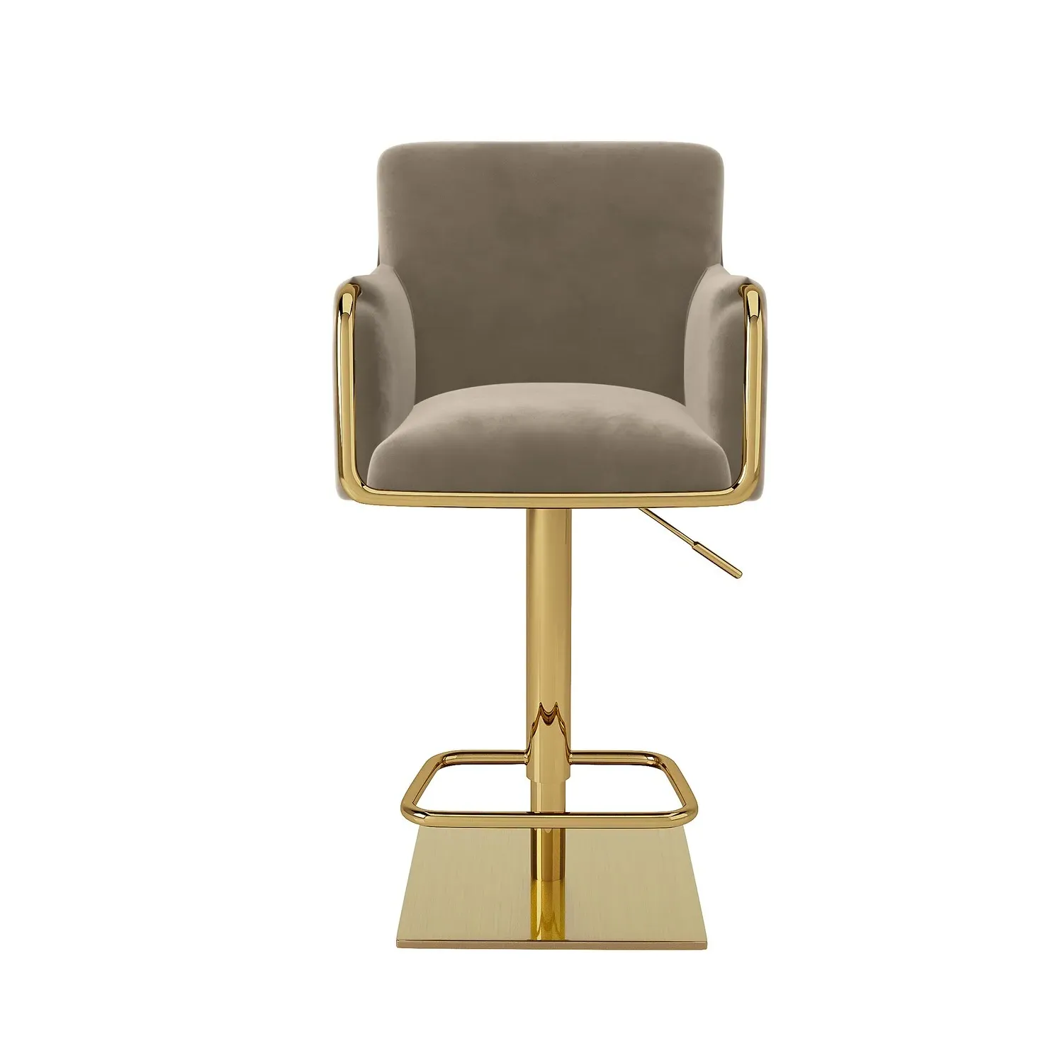 Set of 2 Swivel Bar Stools Adjustable - Mink, Velvet