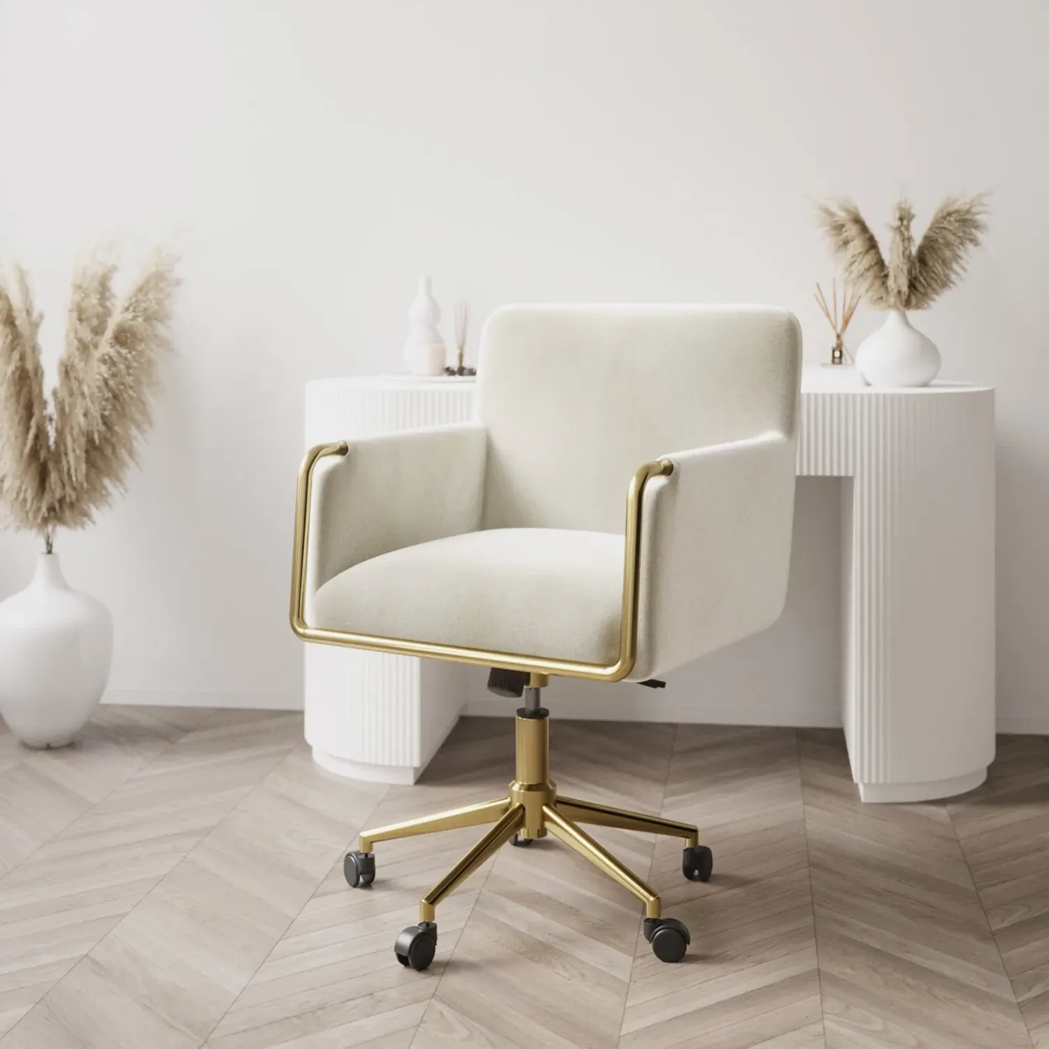 Tub Office Chair with Gas Lift - Cream, Velvet