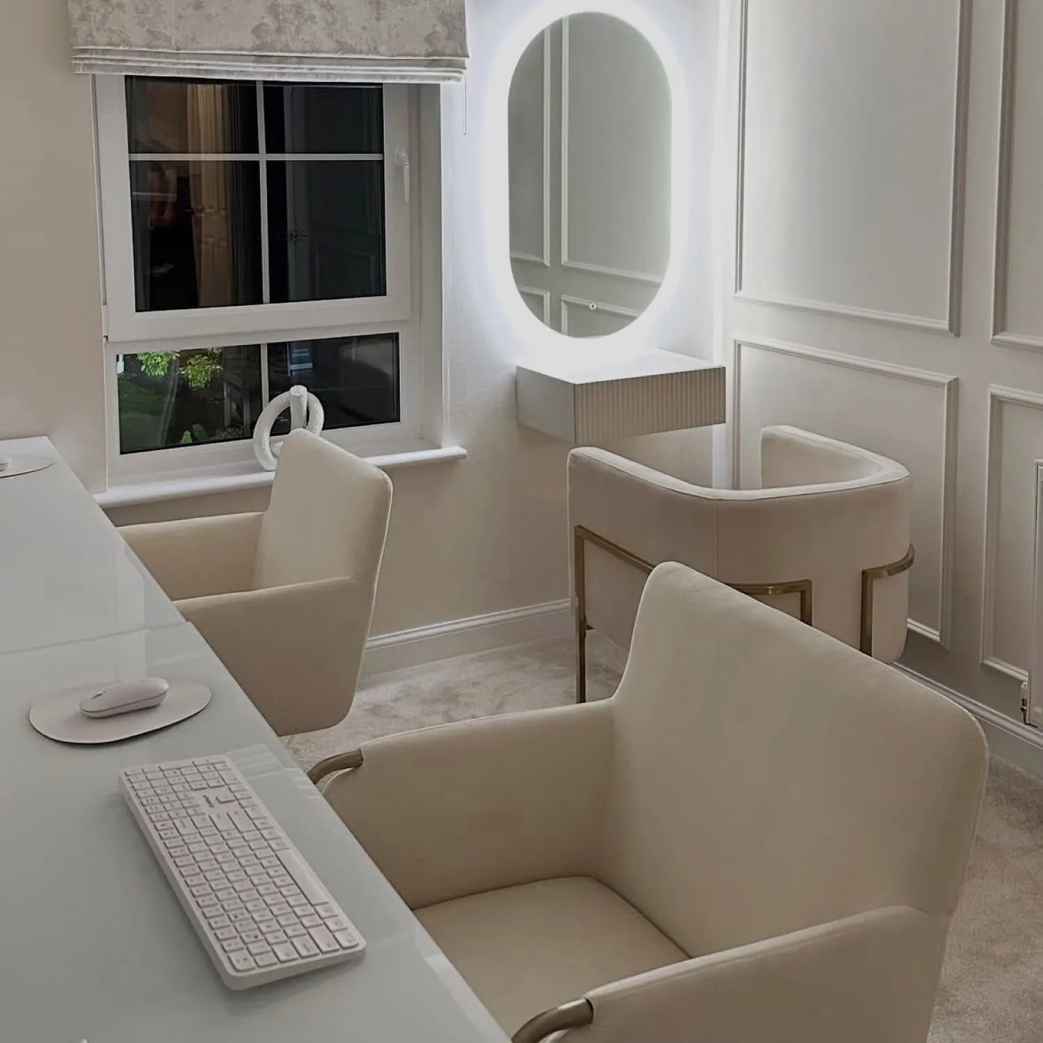 Tub Office Chair with Gas Lift - Cream, Velvet