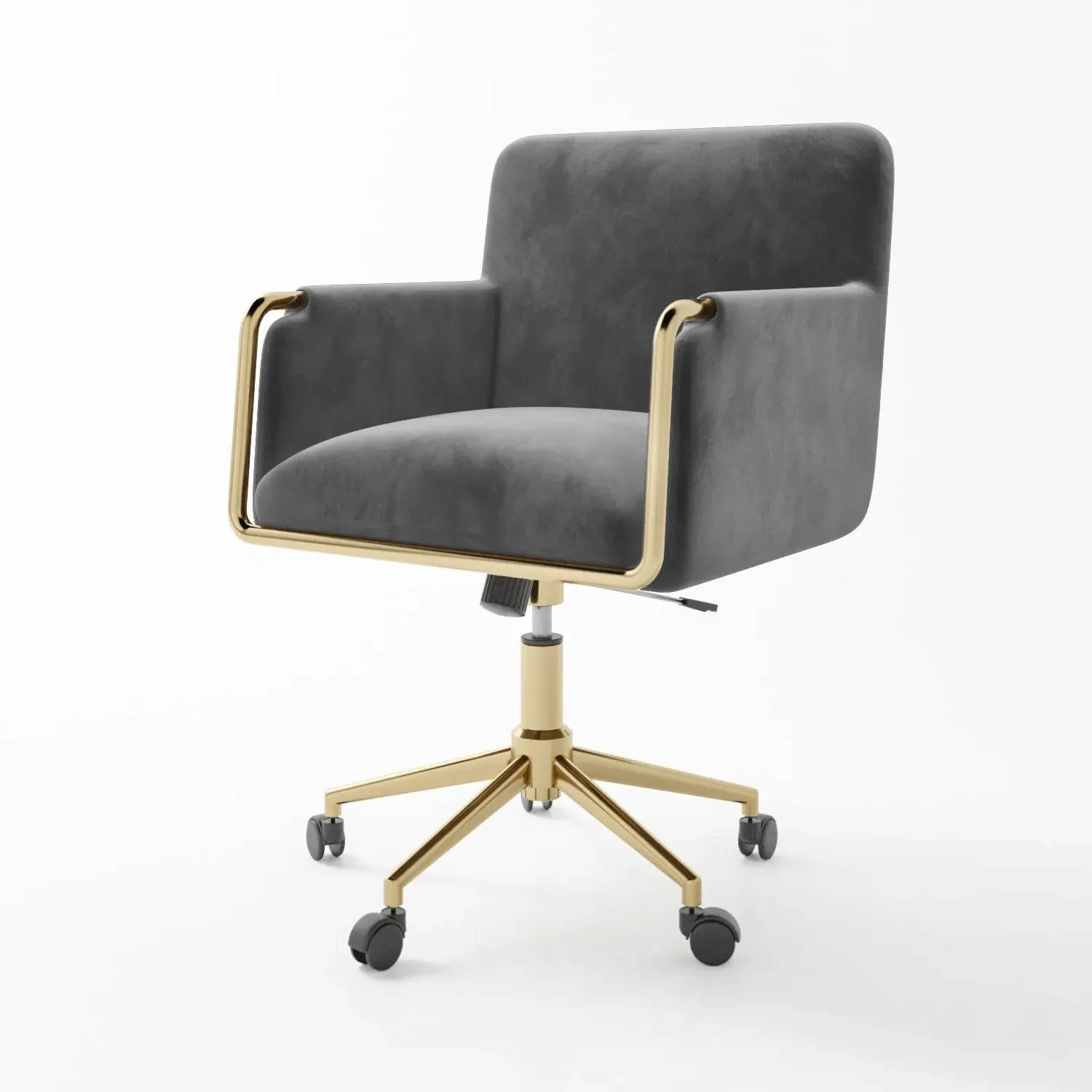 Tub Swivel Office Chair with Gas Lift - Grey, Velvet
