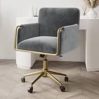 Tub Swivel Office Chair with Gas Lift - Grey, Velvet