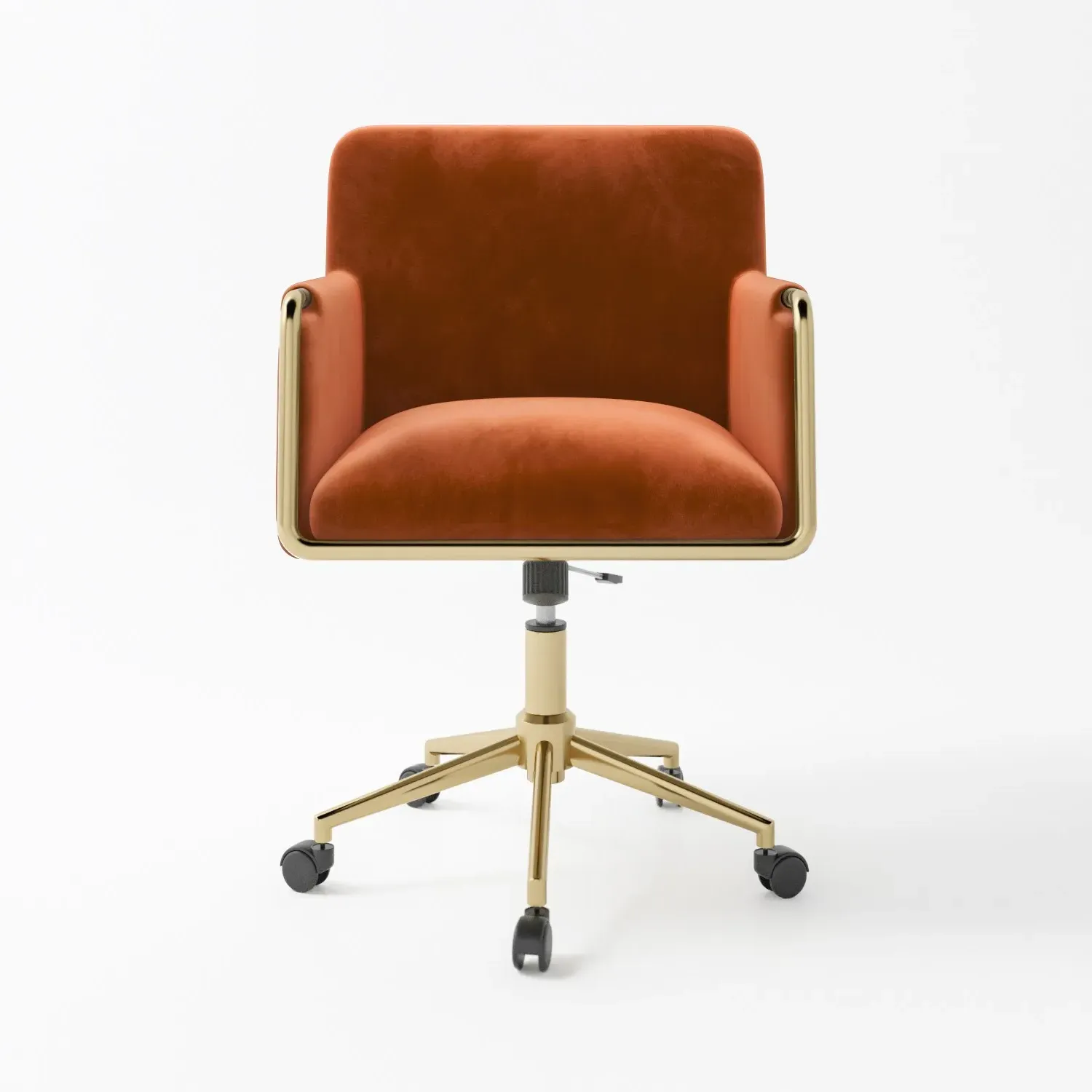Tub Swivel Office Chair with Gas Lift - Orange, Velvet