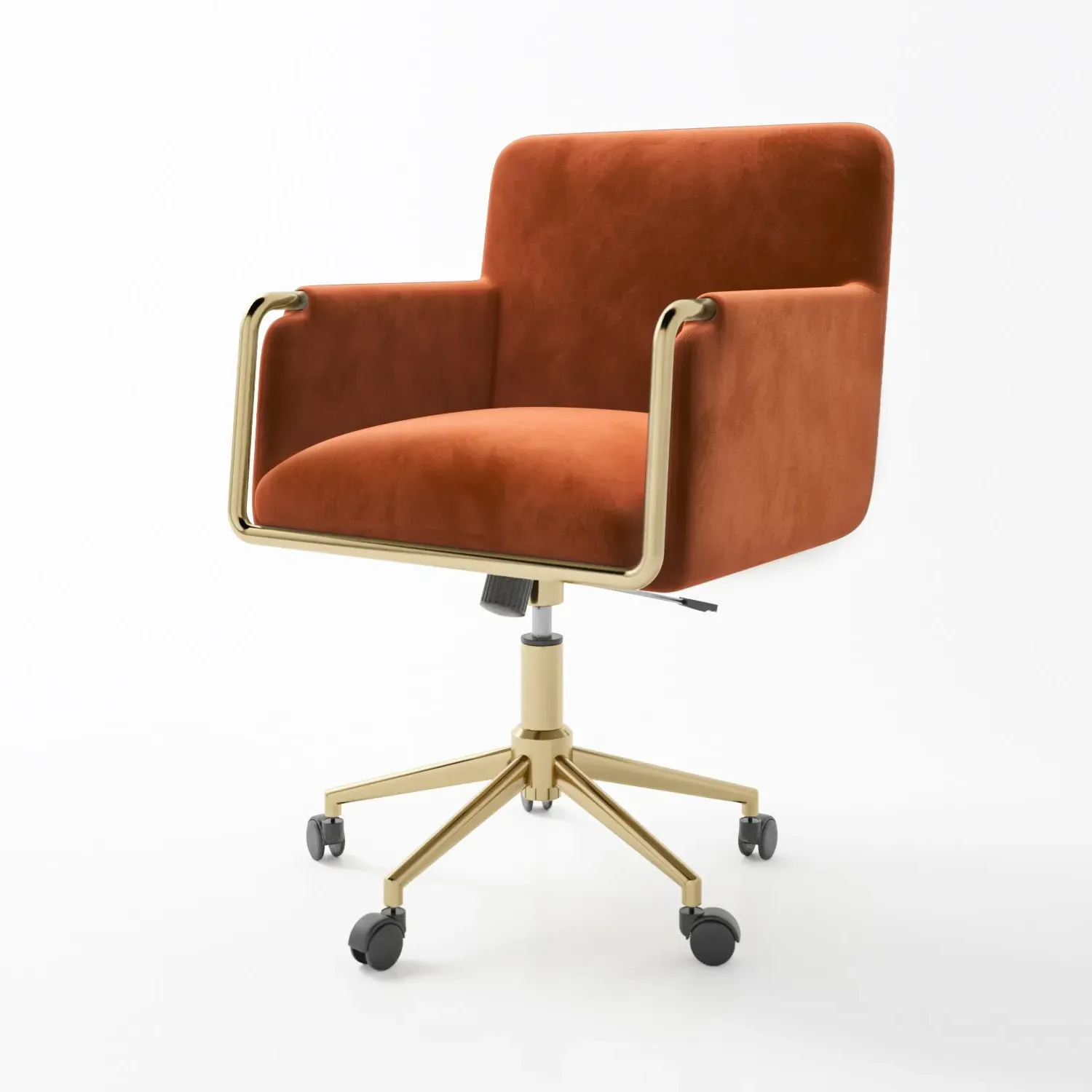 Tub Swivel Office Chair with Gas Lift - Orange, Velvet