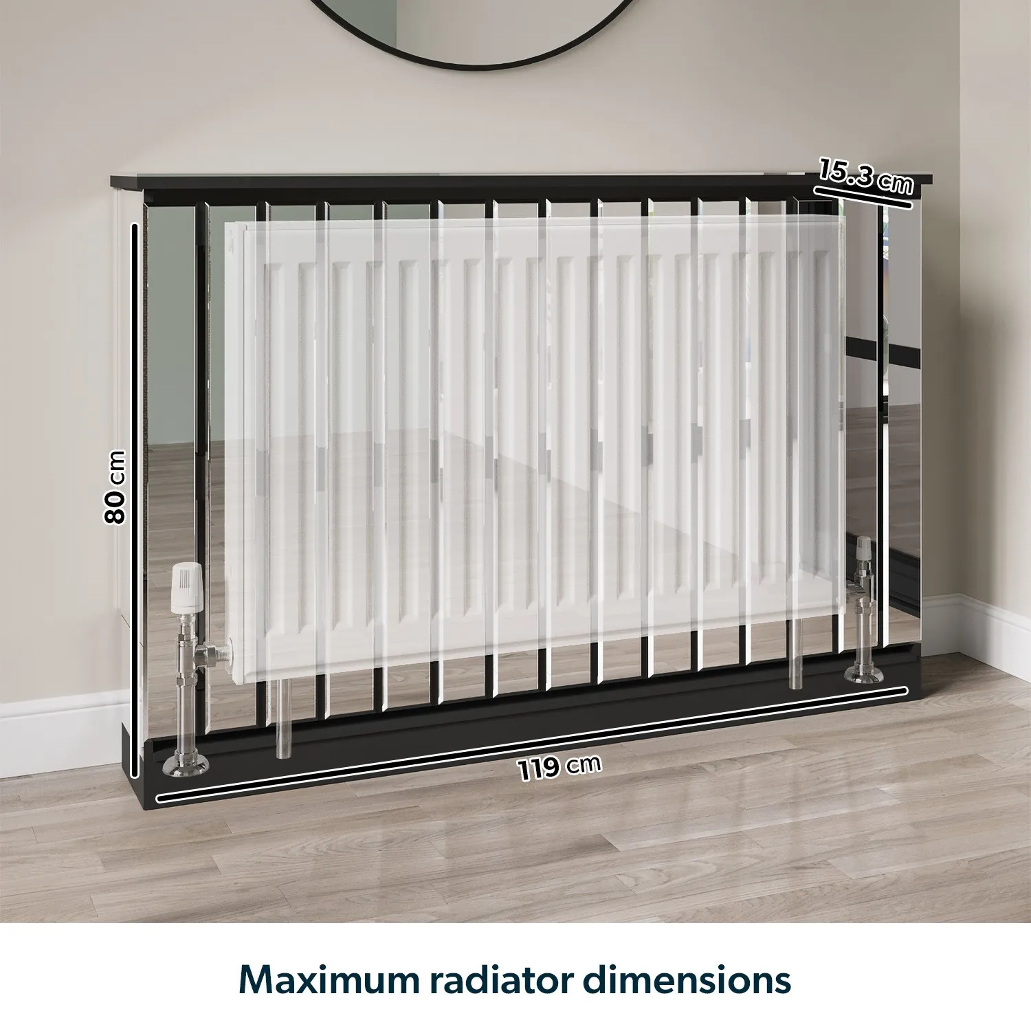 Narrow Radiator Cover Console - Black, Mirrored