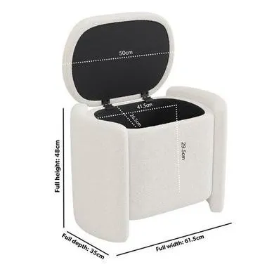 Ottoman Stool with Storage - Cream, Boucle