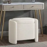 Ottoman Stool with Storage - Cream, Boucle