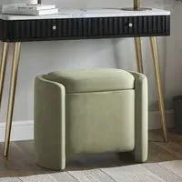 Ottoman Stool with Storage - Green, Velvet