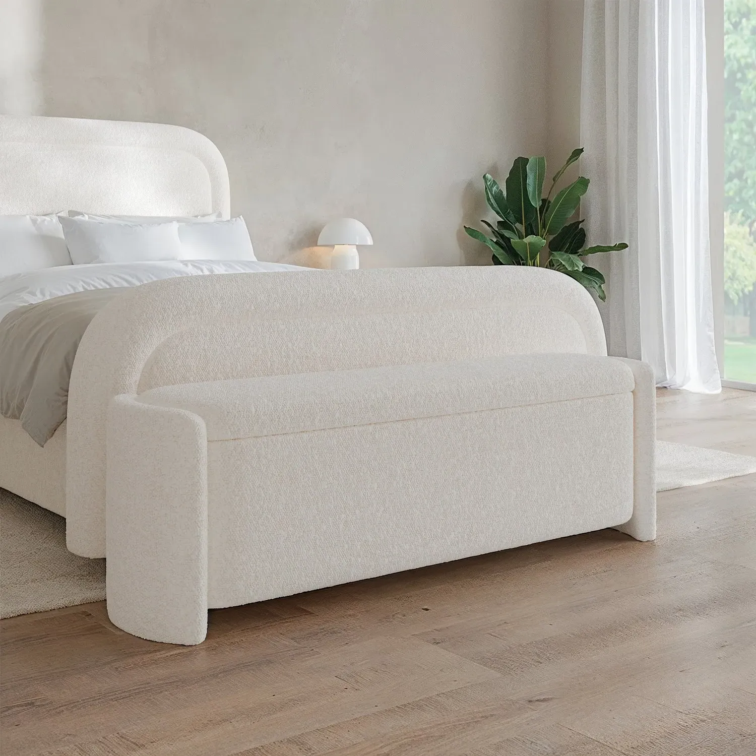 Storage Ottoman with Lift Top - Cream, Boucle