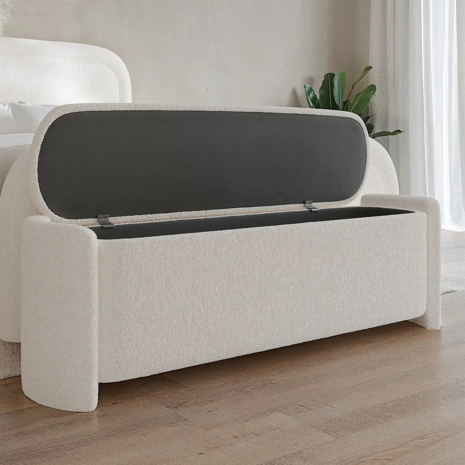 Storage Ottoman with Lift Top - Cream, Boucle