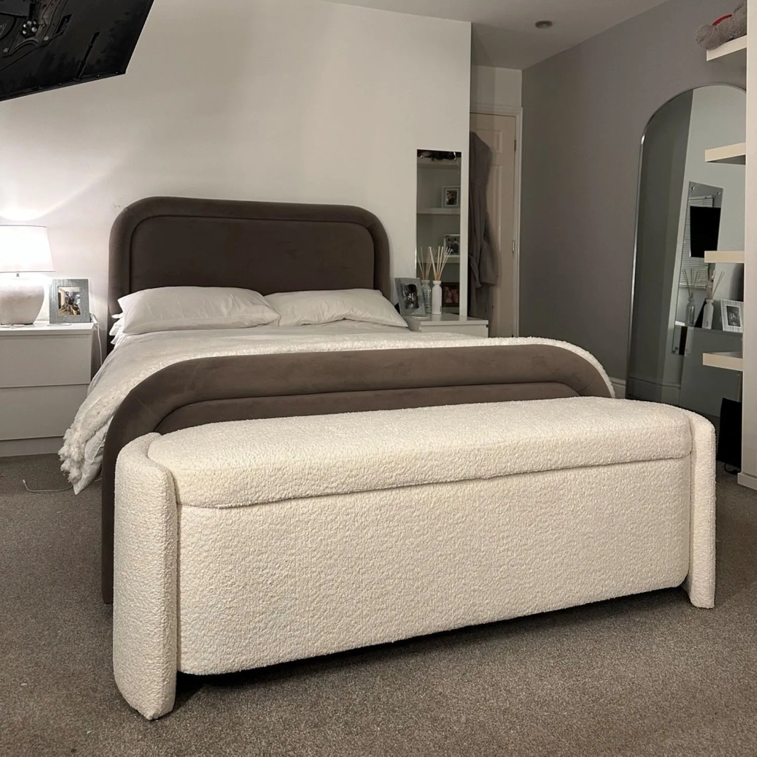 Storage Ottoman with Lift Top - Cream, Boucle