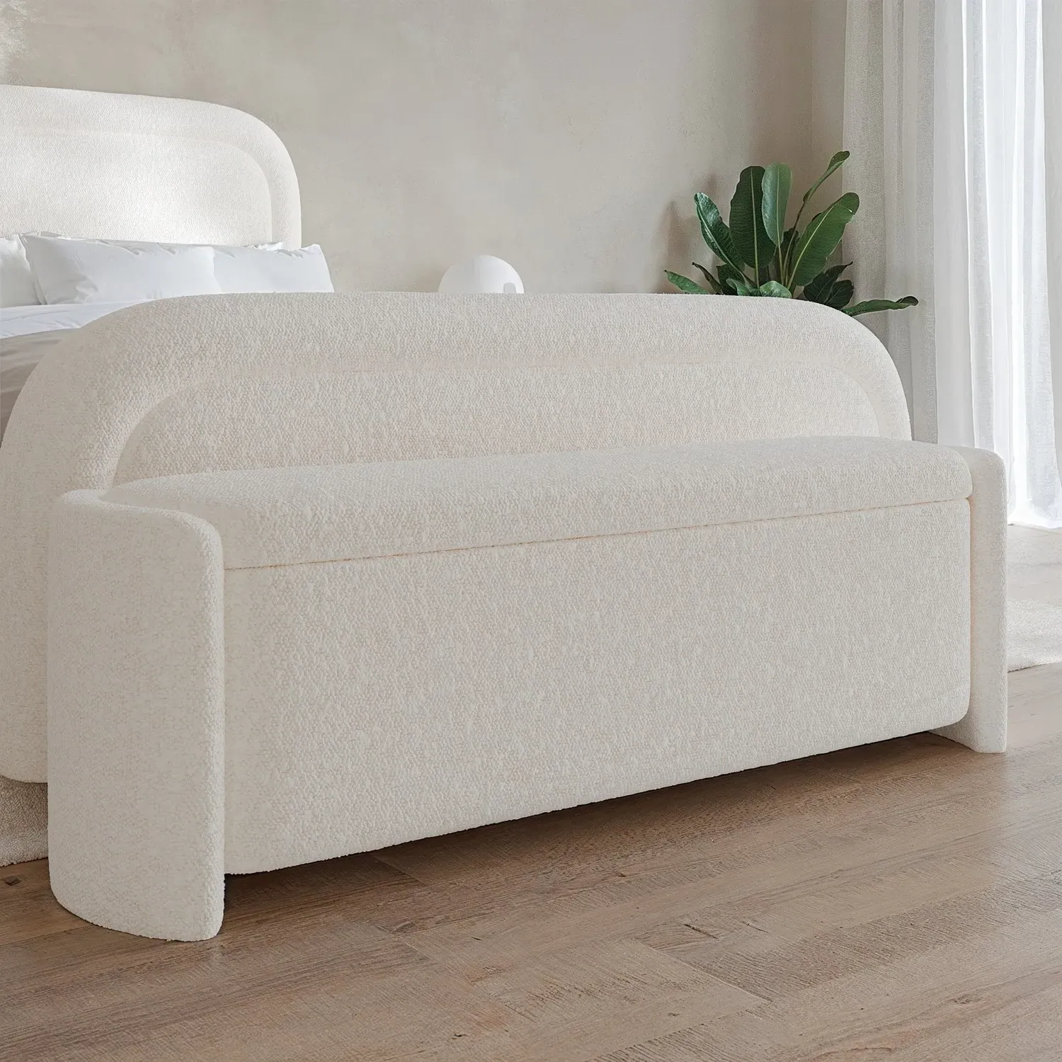 Storage Ottoman with Lift Top - Cream, Boucle image