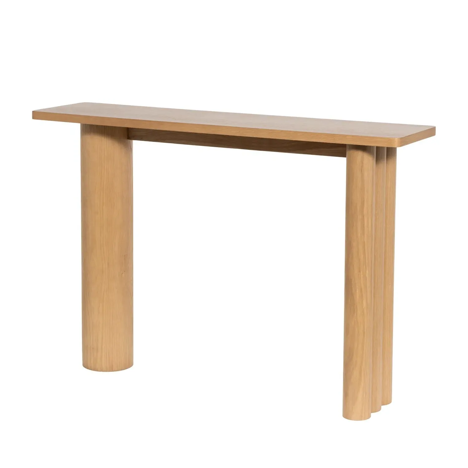 Console Table with Fluted Legs - Brown, Oak