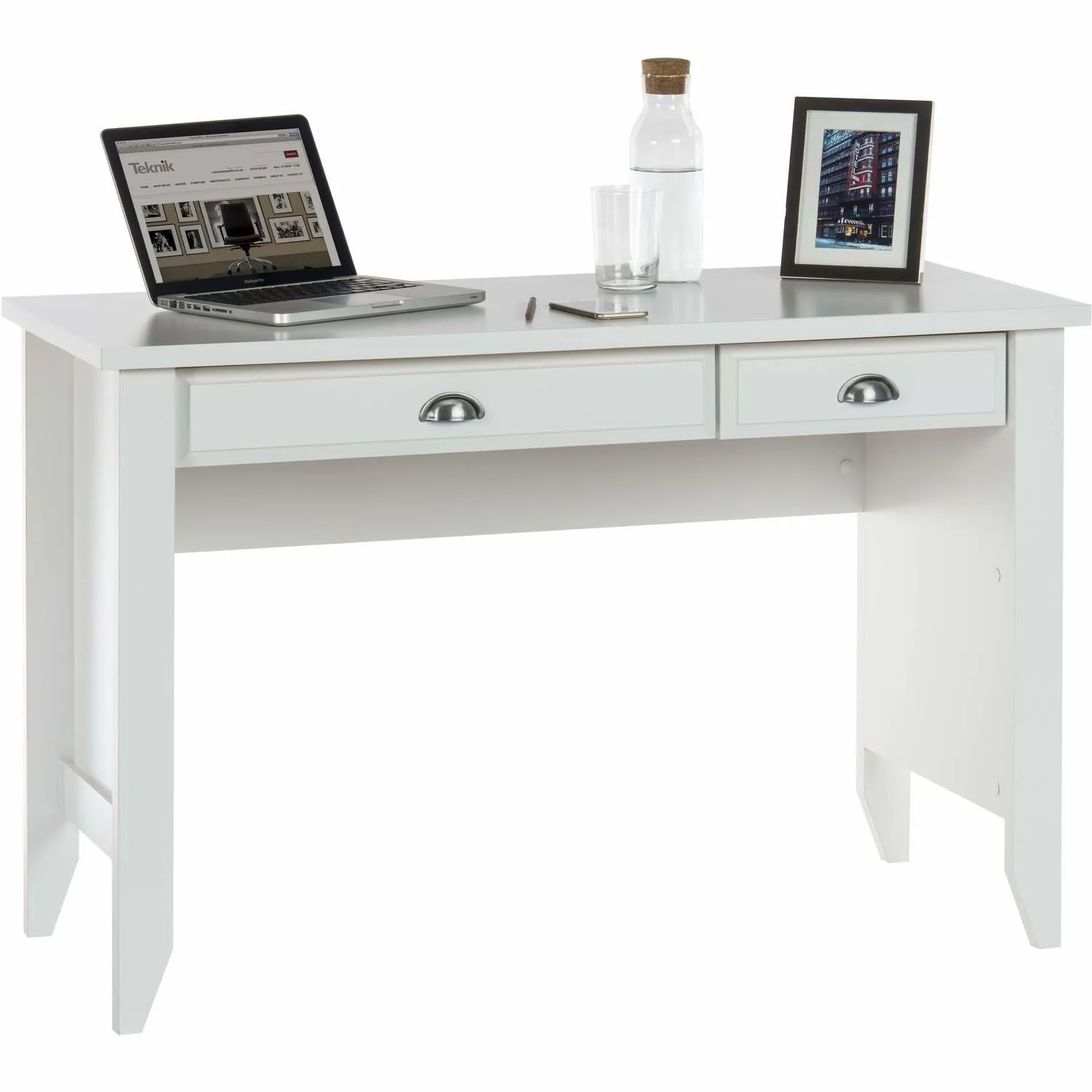 Desk with Drawers - White, Wood image
