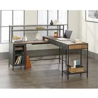 L-Shaped Desk with Storage - Black, Metal