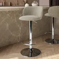 Adjustable Swivel Bar Stool - Beige, Fabric