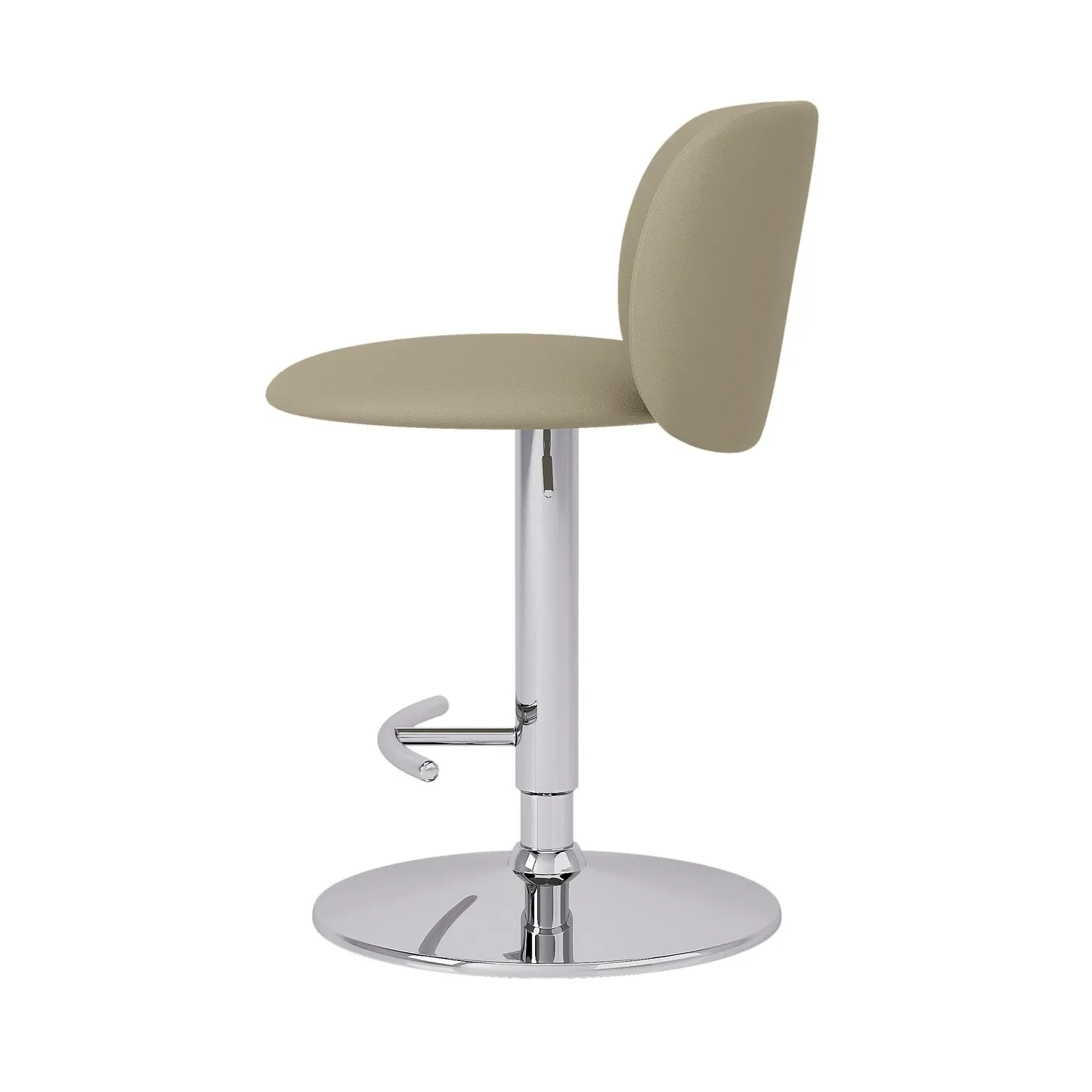 Adjustable Swivel Bar Stool - Beige, Faux Leather