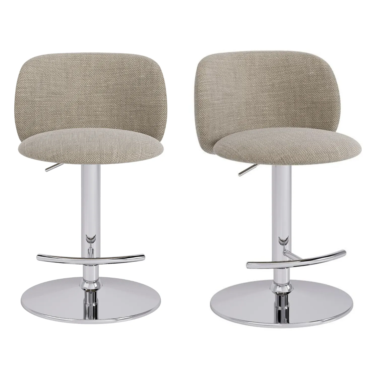 Set of 2 Adjustable Swivel Bar Stools - Beige