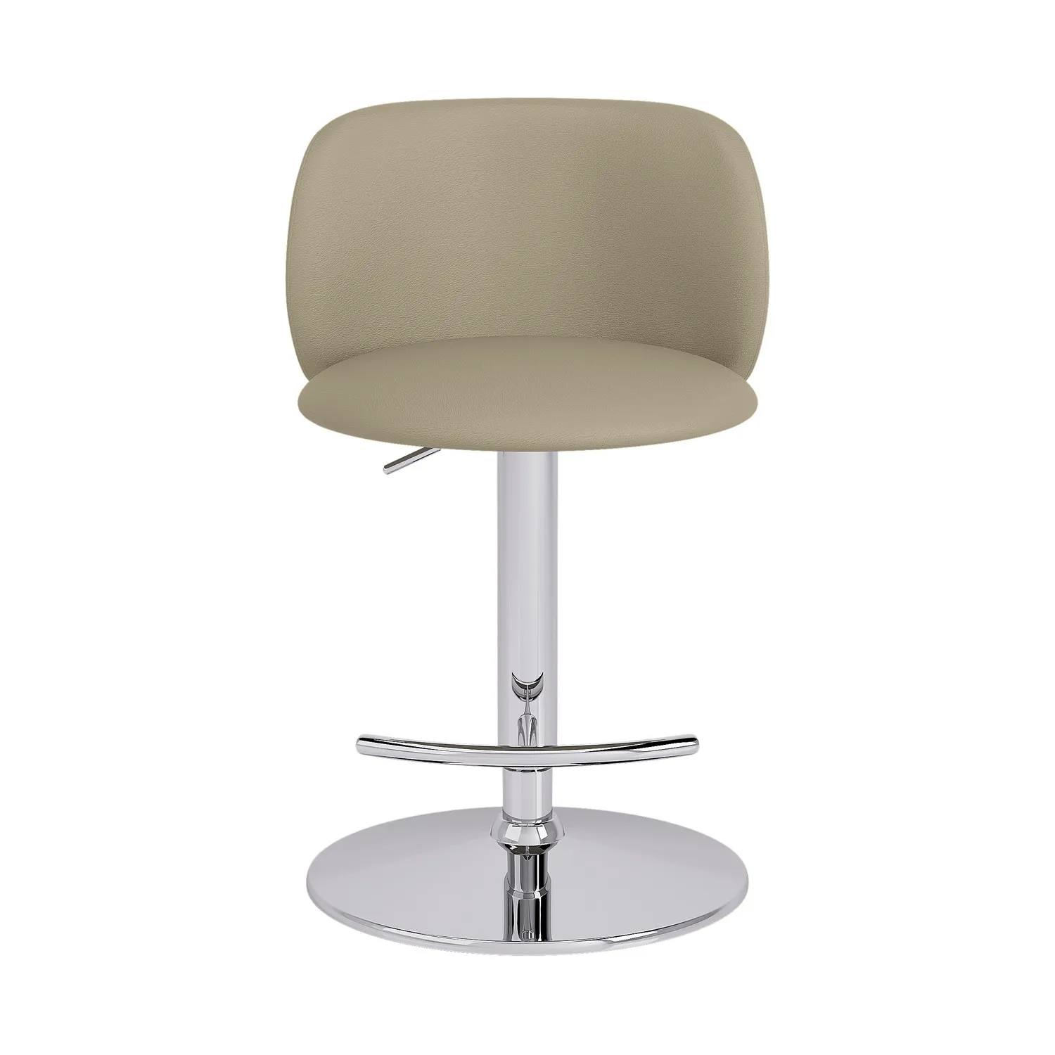Set of 4 Swivel Bar Stools - Beige, Faux Leather