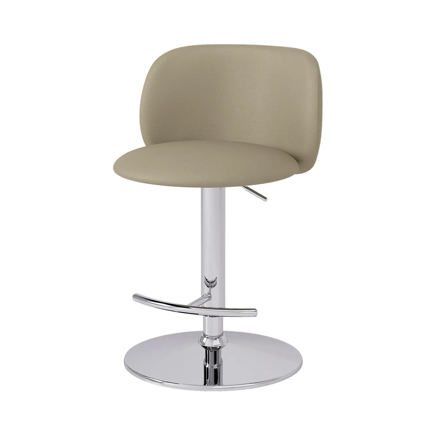 Set of 4 Swivel Bar Stools - Beige, Faux Leather