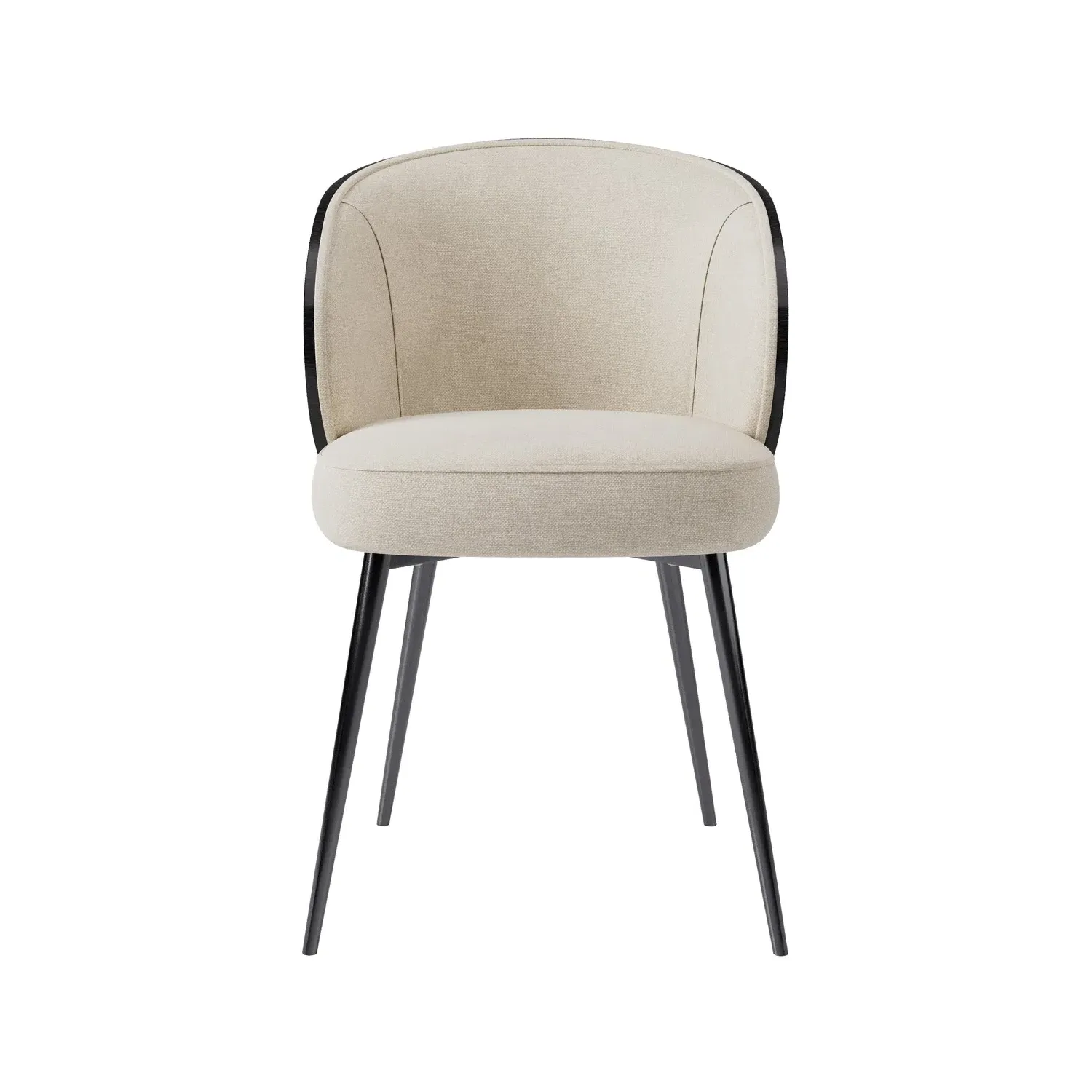 Dining Chair with Bentwood Backrest - Beige, Chenille