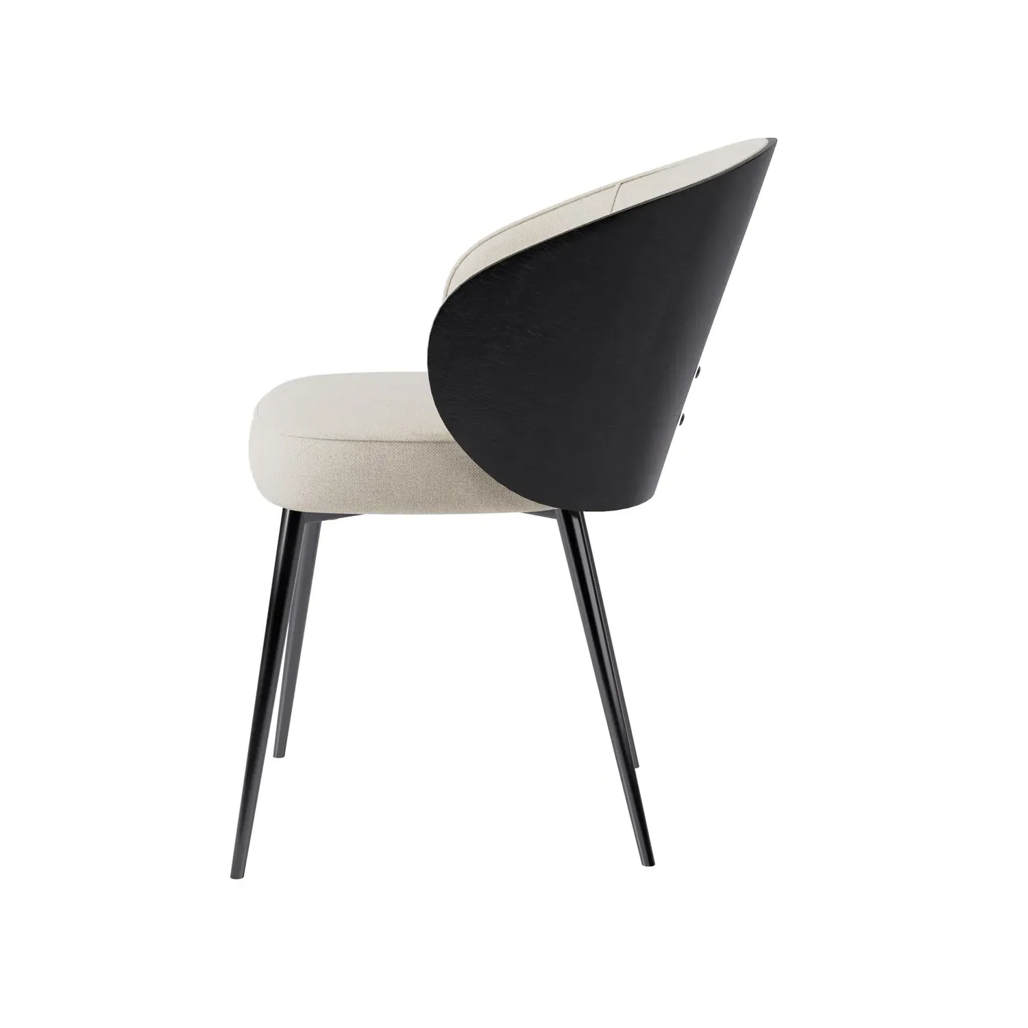 Dining Chair with Bentwood Backrest - Beige, Chenille