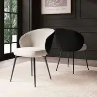 Dining Chair with Bentwood Backrest - Beige, Chenille
