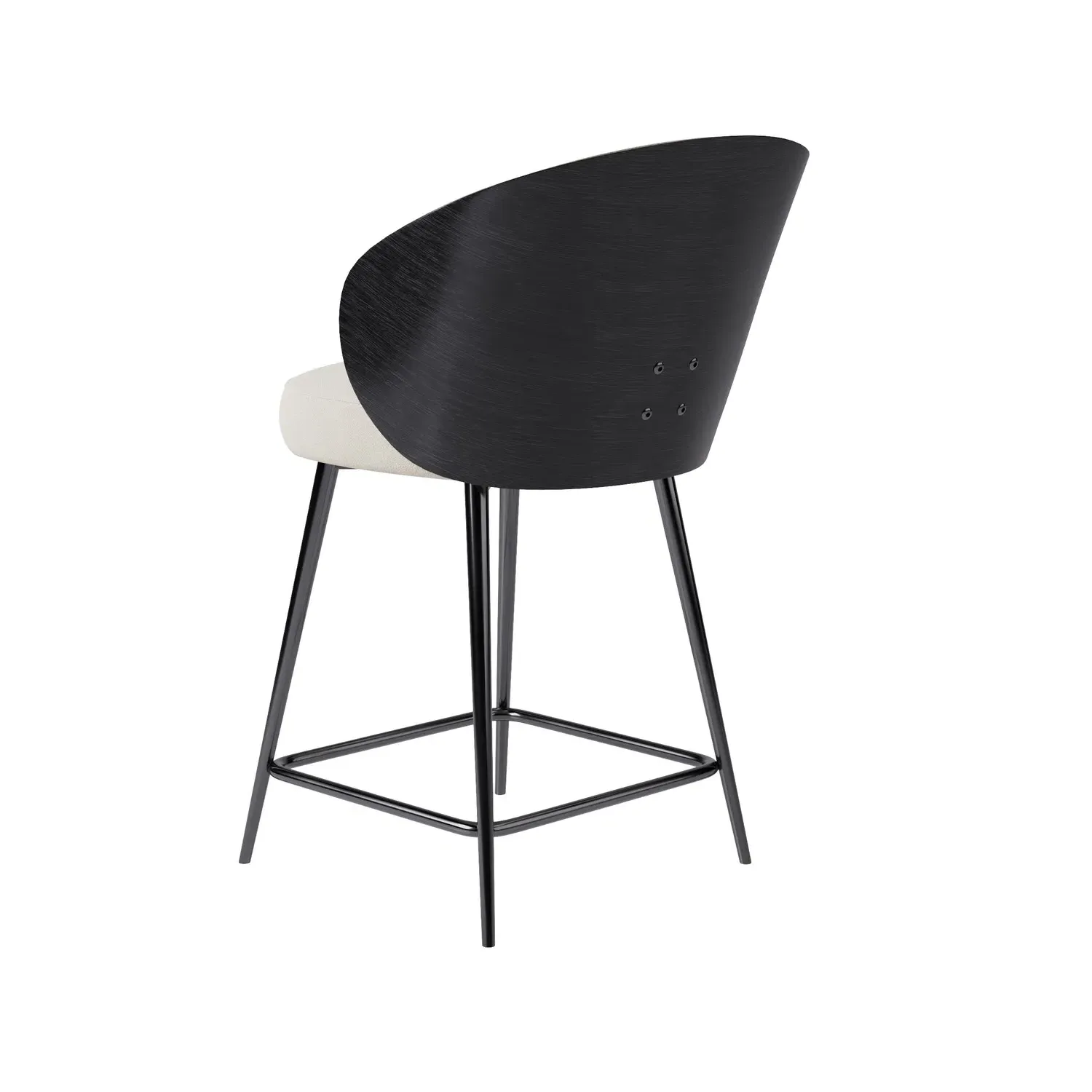Kitchen Stool with Backrest - Beige, Chenille