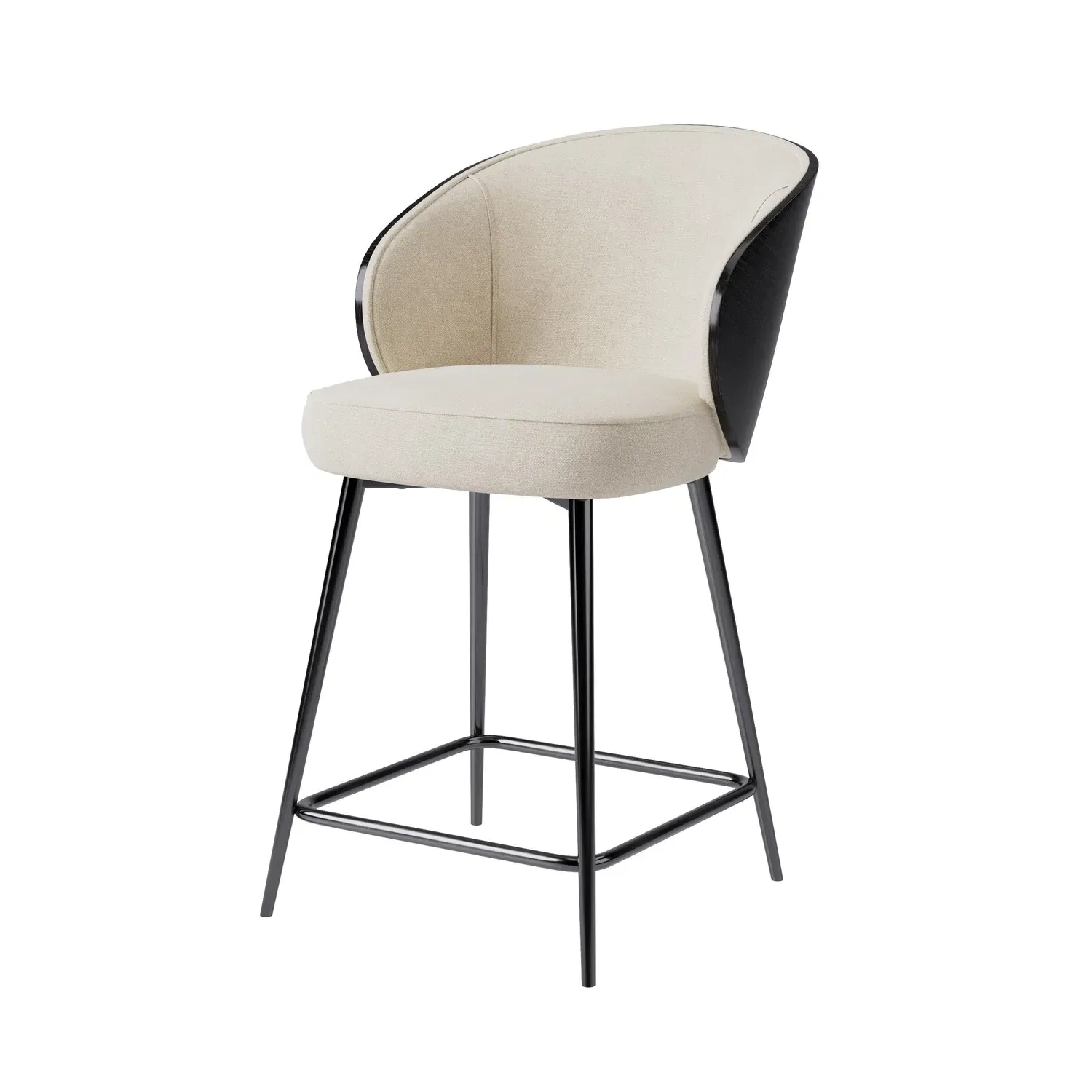 Kitchen Stool with Backrest - Beige, Chenille
