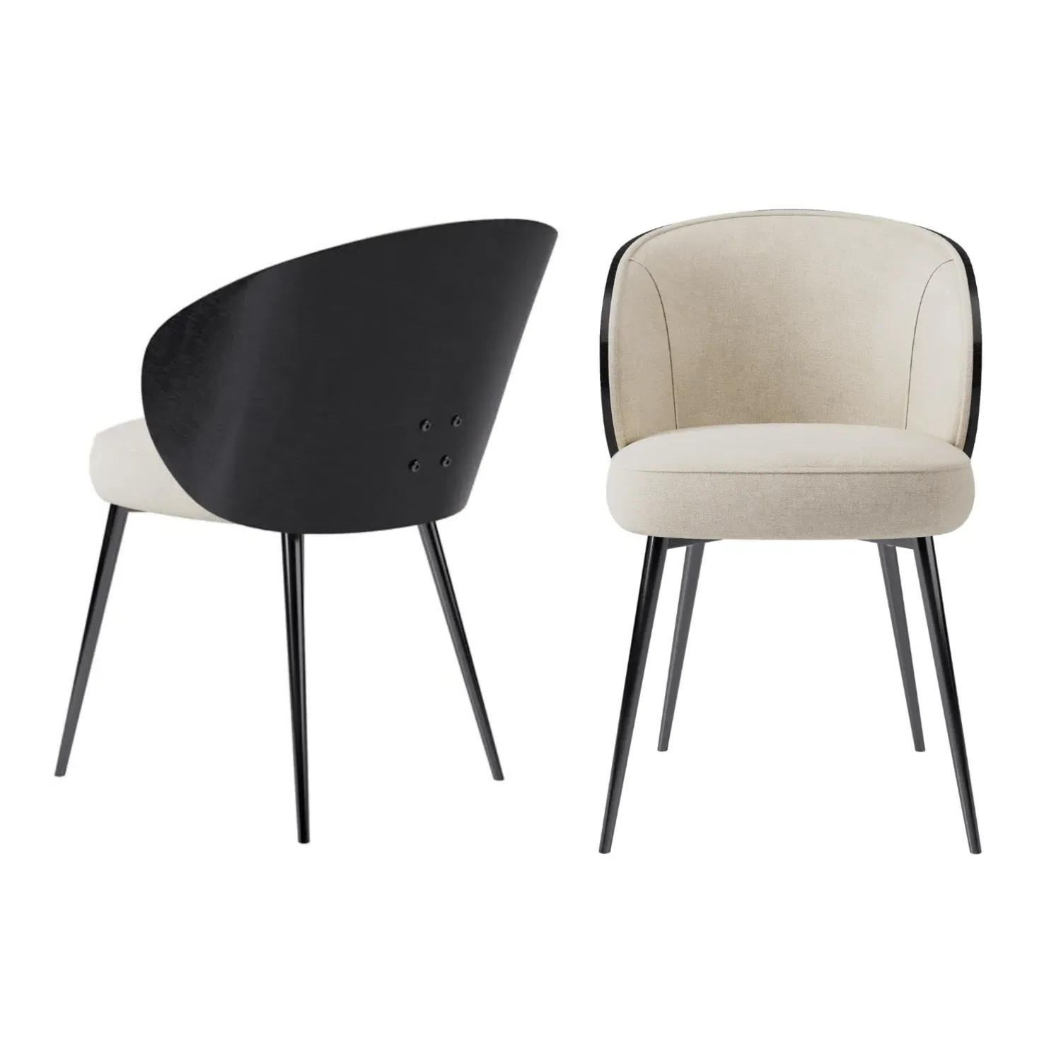 Set of 2 Dining Chairs - Beige, Chenille image