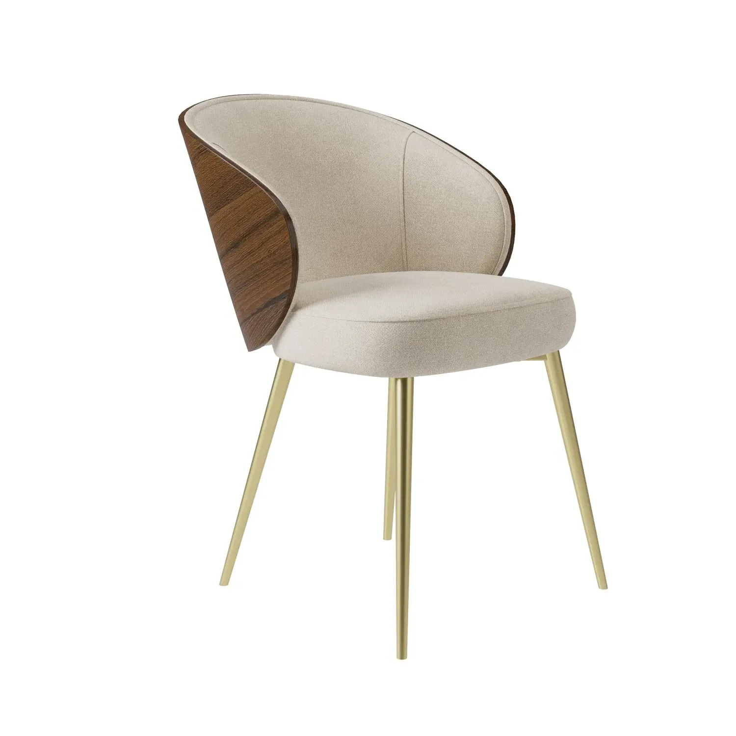 Set of 2 Dining Chairs with Wooden Back - Beige