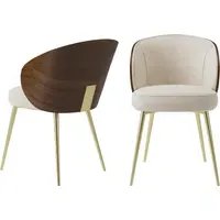 Set of 2 Dining Chairs with Wooden Back - Beige