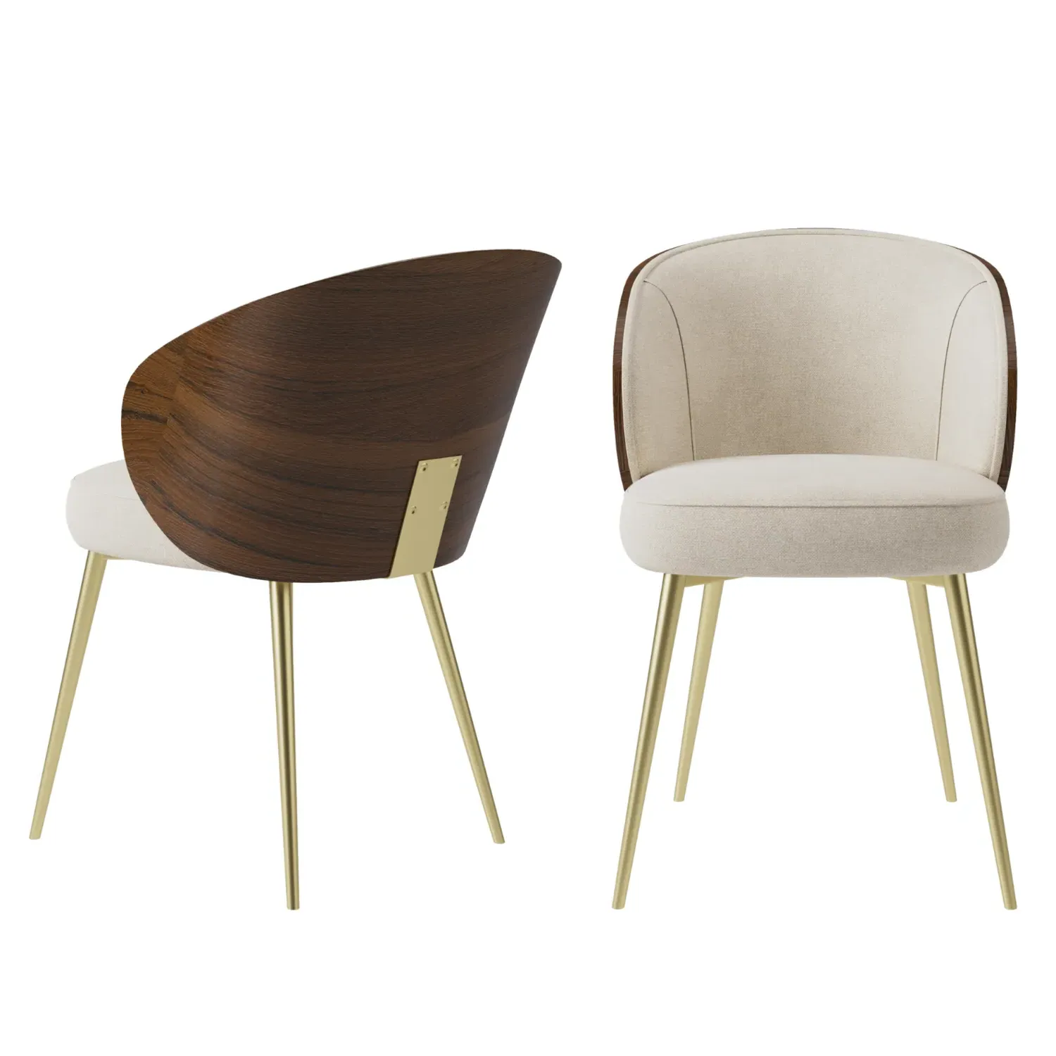 Set of 2 Dining Chairs with Wooden Back - Beige image