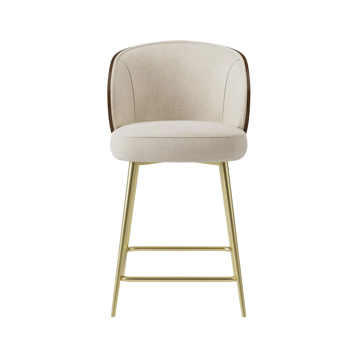 Set of 3 Kitchen Stools with Backrest - Beige