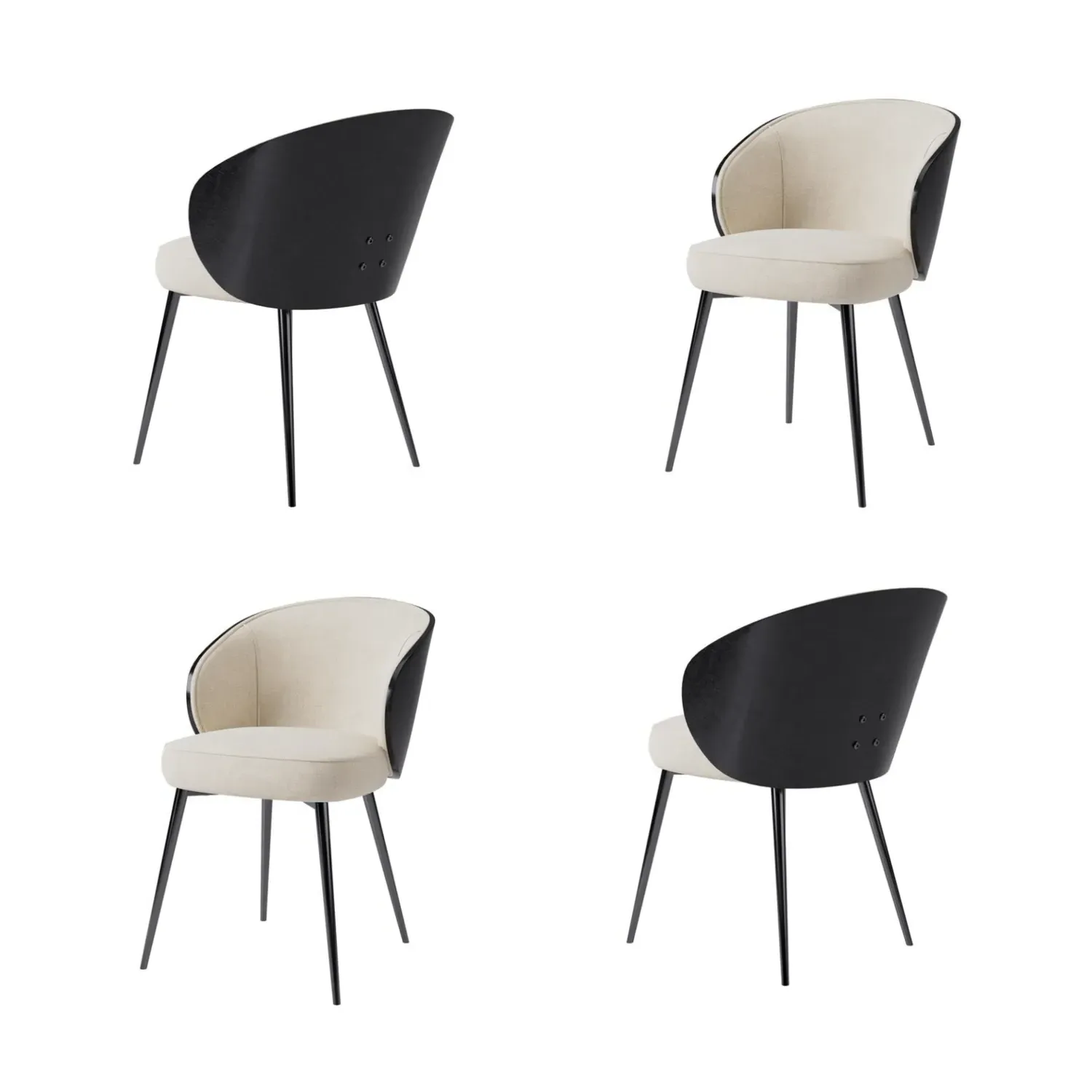 Set of 4 Dining Chairs - Beige, Chenille image