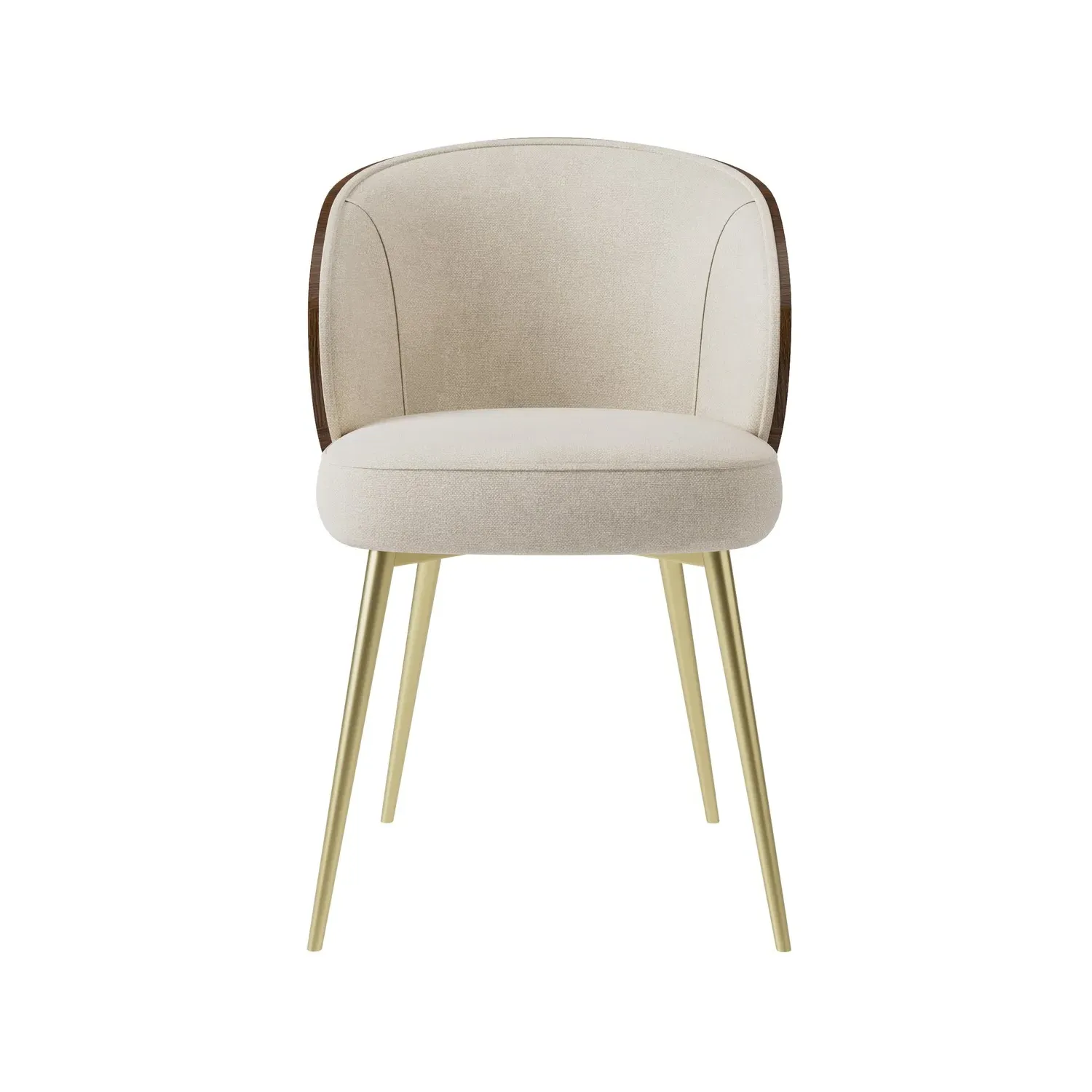Set of 4 Dining Chairs with Wooden Back - Beige