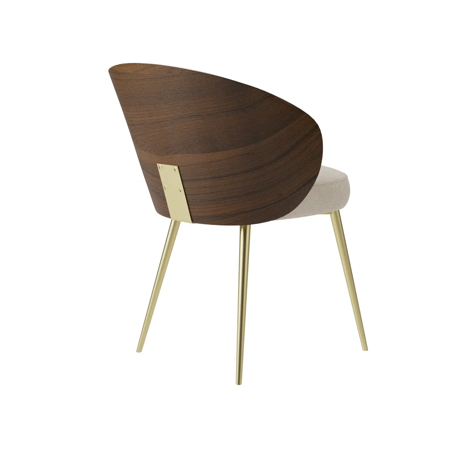 Set of 4 Dining Chairs with Wooden Back - Beige