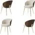 Set of 4 Dining Chairs with Wooden Back - Beige