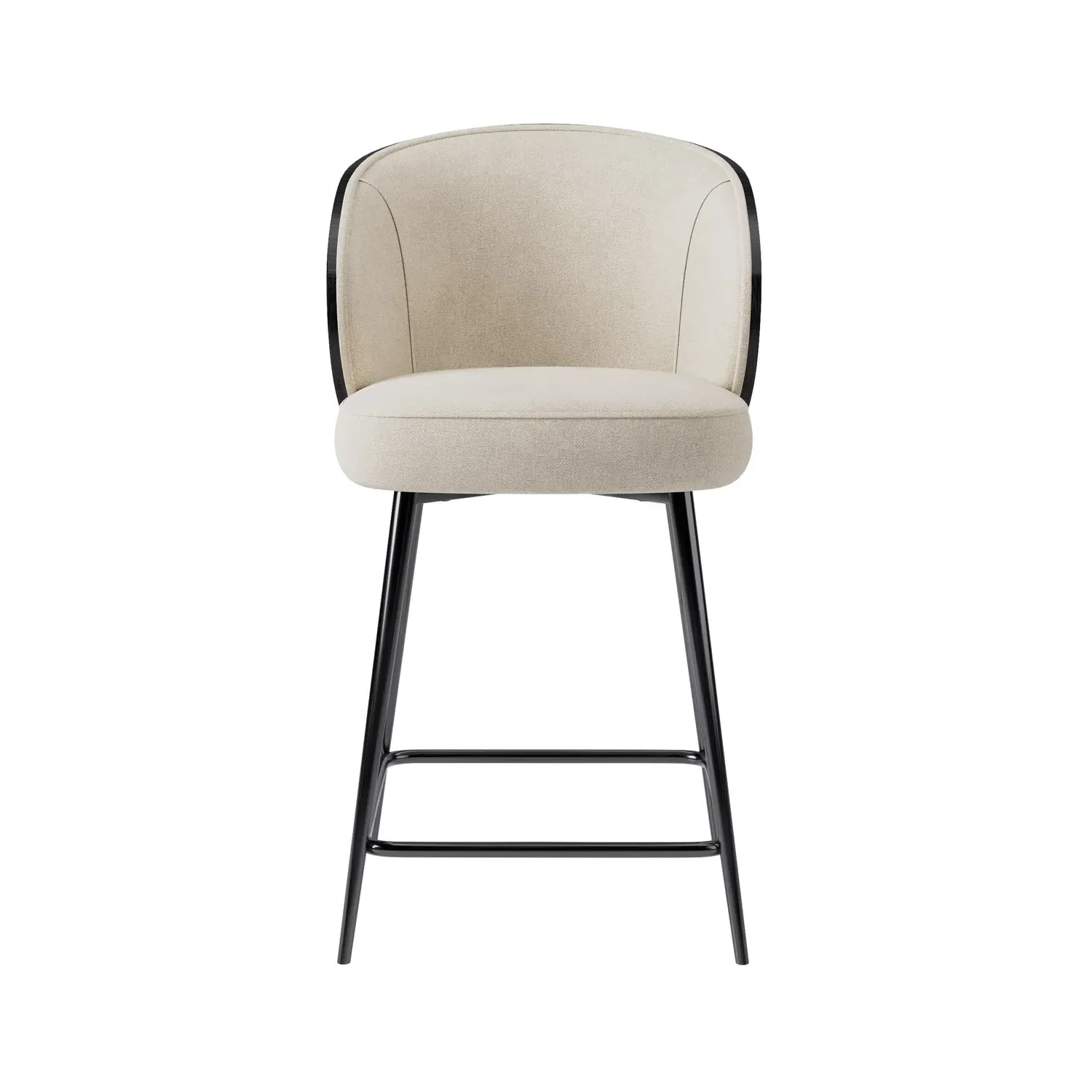 Set of 4 Kitchen Stools with Backrest - Black