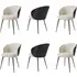 Set of 6 Dining Chairs - Beige, Chenille