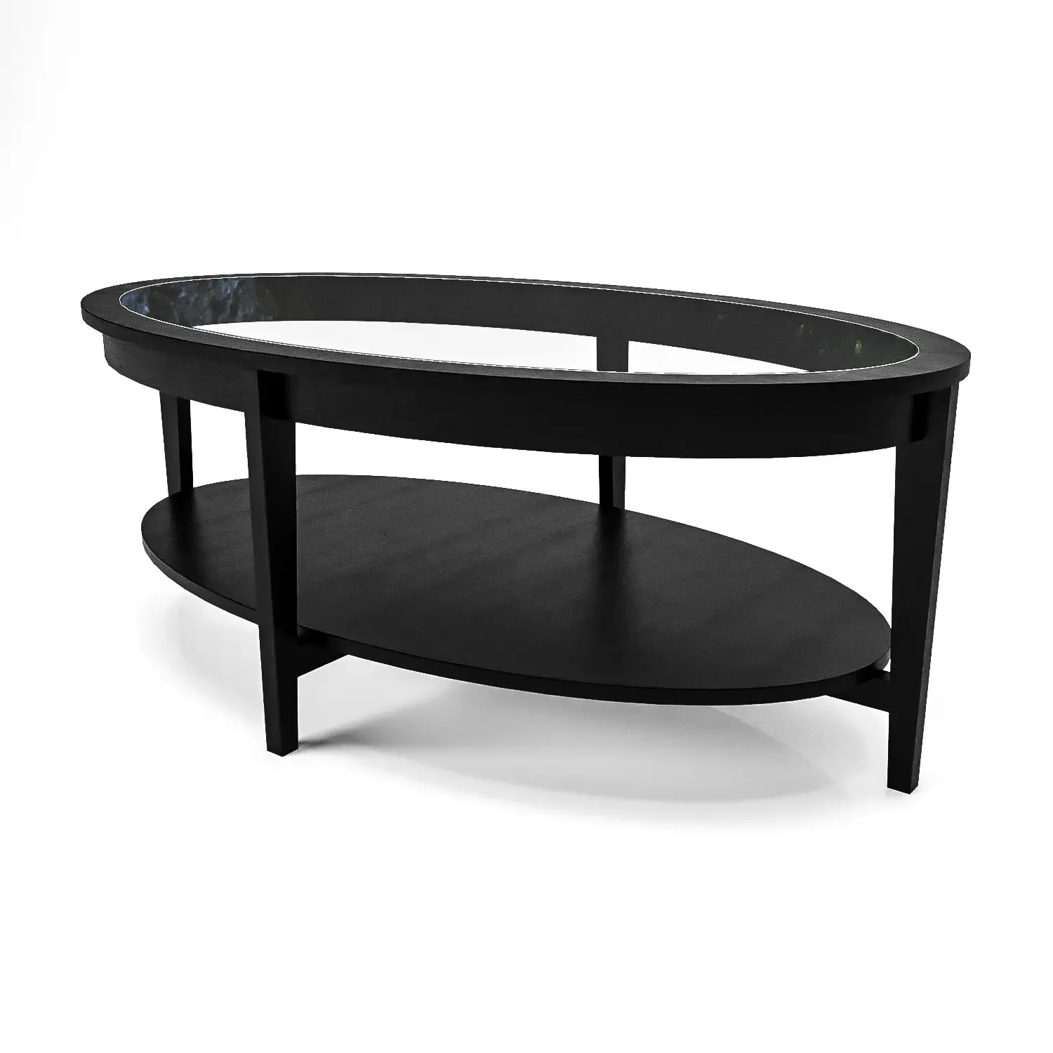 Oval Coffee Table with Storage - Black, Ash Wood