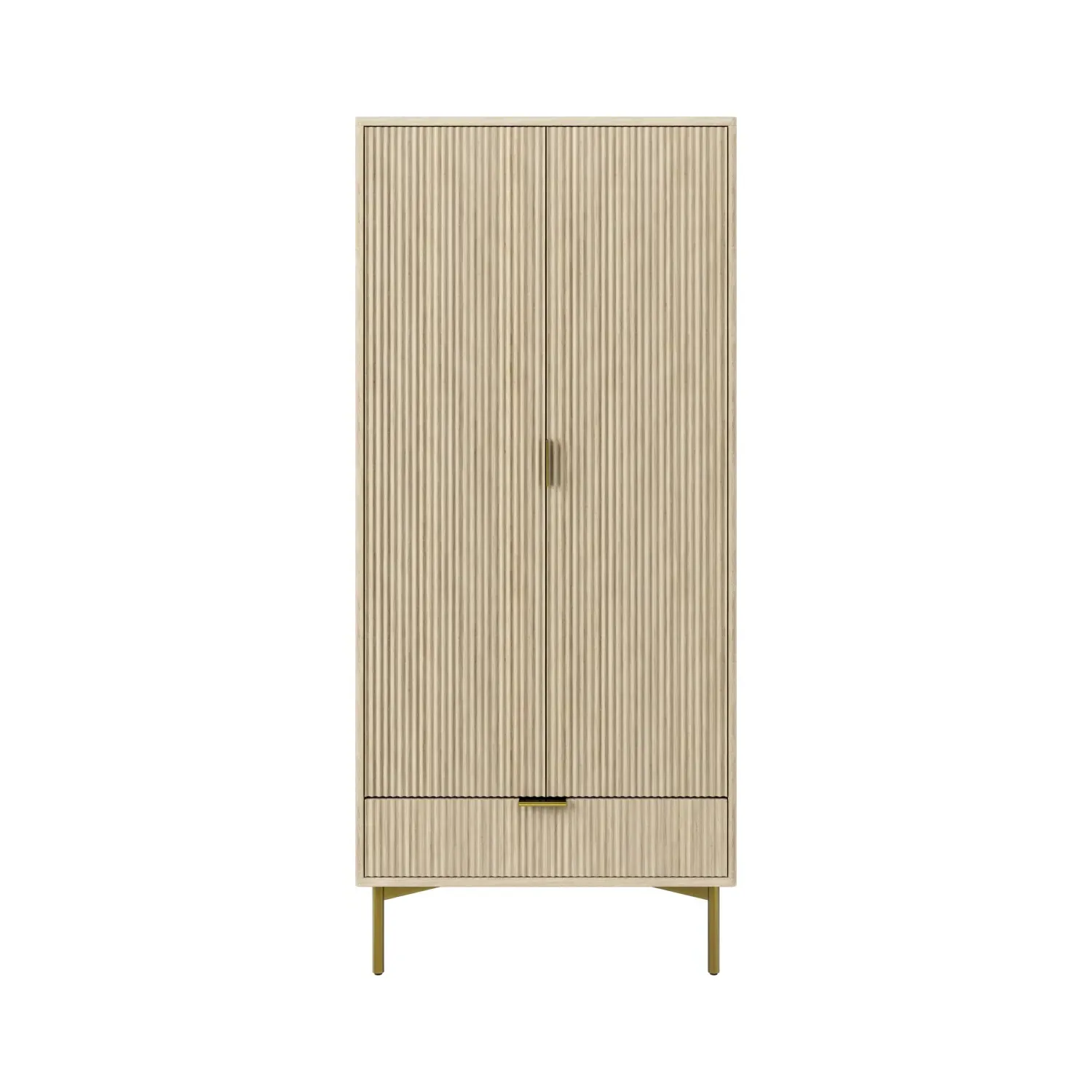 2-Door Wardrobe with Drawer - Oak, MDF