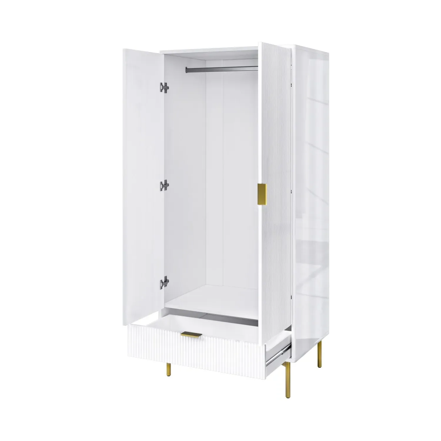 2-Door Wardrobe with Drawer - White, MDF